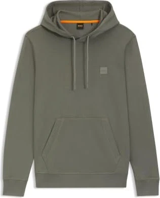 Hugo Boss Regular-Fit Baumwoll-Terry mit Logo-Aufnäher Hoodie grau (Herren)