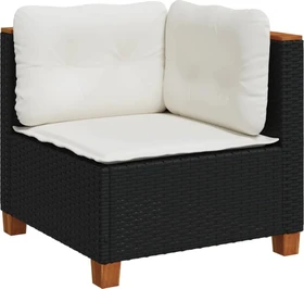 vidaXL Eck-Gartensofa mit Kissen schwarz/weiß