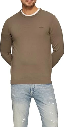 s.Oliver Baumwoll Logo-Stickerei Pullover braun (Herren)
