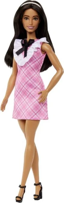 Mattel Barbie - Fashionistas Barbie mit schwarzem Haar und Karokleid