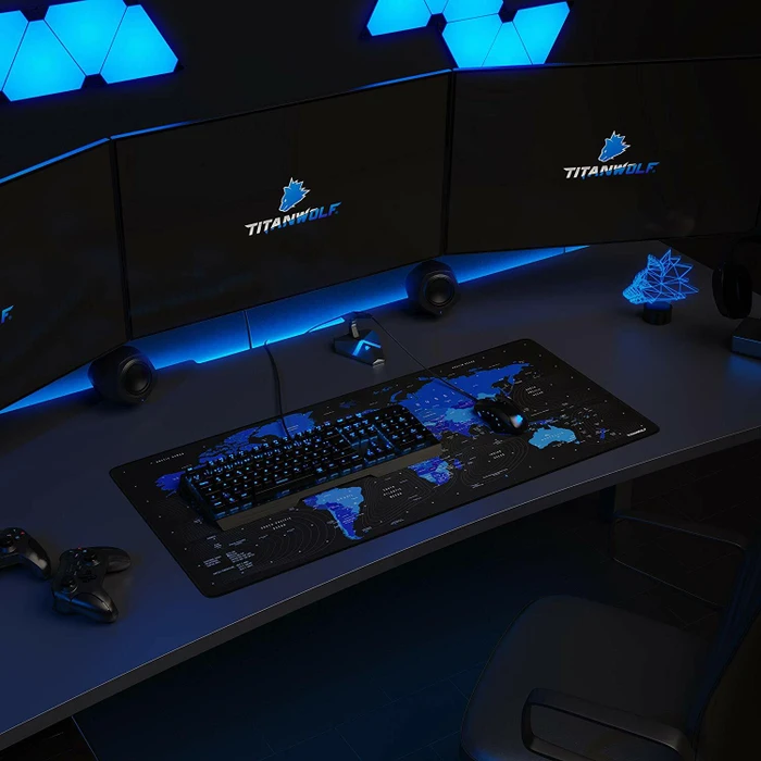 Titanwolf Global Blue XXL Speed Gaming-Mauspad, schwarz/blau
