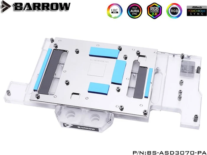 Barrow NVIDIA RTX 3070 LRC 2.0 Full Coverage GPU Water Block, ASUS Dual 3070 Aurora