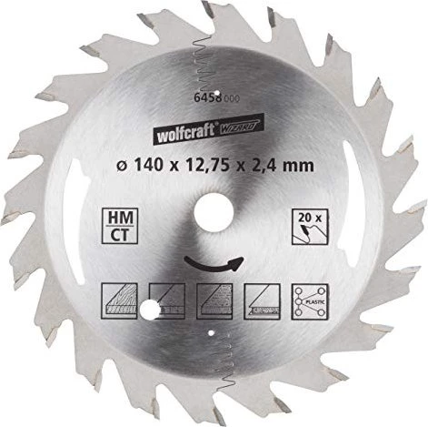 Wolfcraft Serie Silber Kreissägeblatt 20Z, 140x2.4x12.75mm, 1 Stück