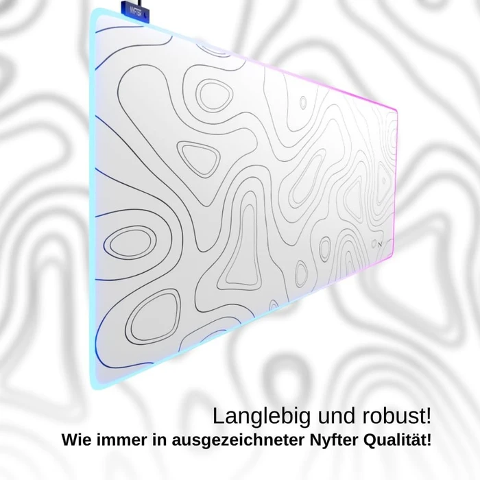 Nyfter Nyfpad RGB XXL Topography Gaming Mousepad, 900x500mm, weiß
