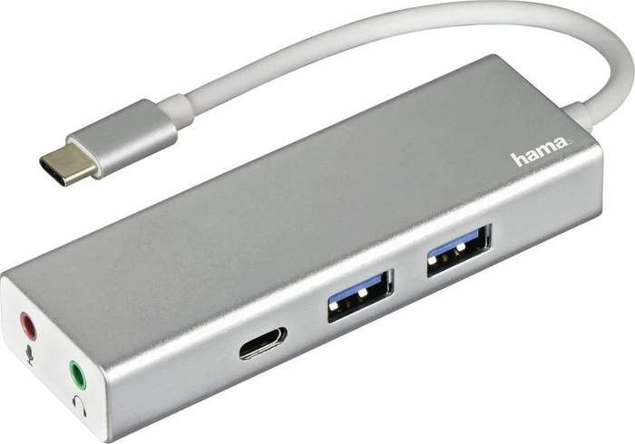 Hama USB-Hub, 1x USB-C 3.0, 2x USB-A 3.0, 2x 3.5mm Audio, USB-C 3.0 [Stecker]