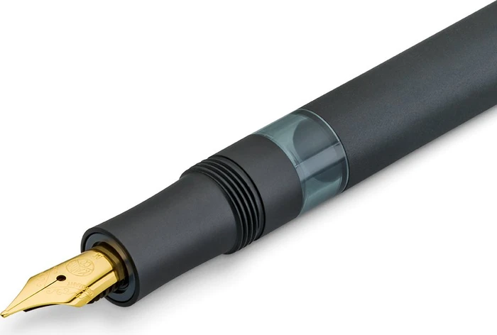 Kaweco Piston Sport AL Starter Set mit Tinte black/gold, rechte Hand, fein