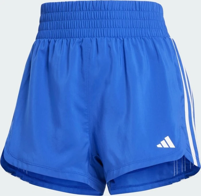 adidas Pacer Training 3-Streifen Woven High-Rise Trainingshose kurz semi lucid blue/white (Damen)