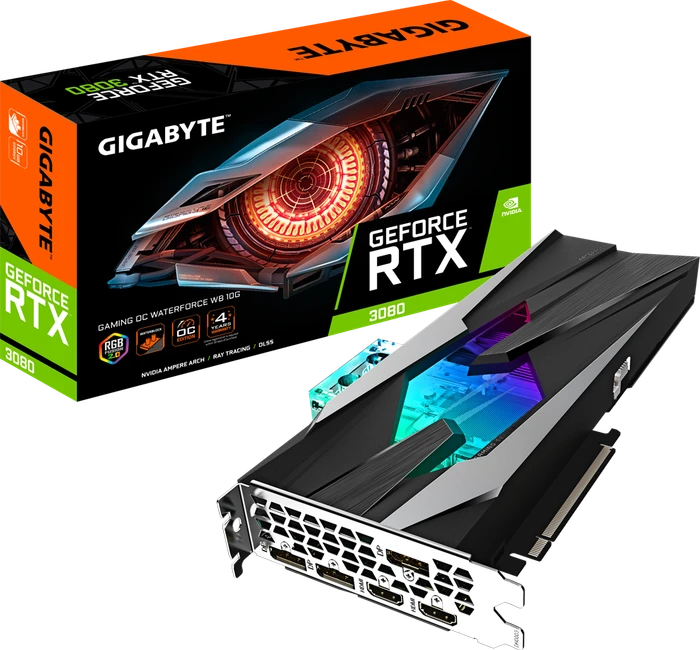 GIGABYTE GeForce RTX 3080 Gaming OC Waterforce WB 10G (Rev. 2.0) (LHR), 10GB GDDR6X, 2x HDMI, 3x DP