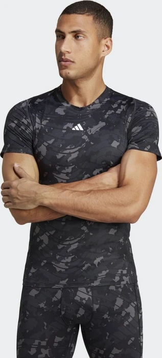 adidas Techfit Allover Print Training Funktionsshirt kurzarm schwarz (Herren)