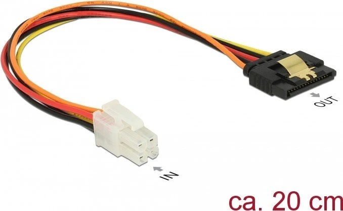 DeLOCK 4-Pin P4 ATX Stecker auf 15-Pin SATA Strom Buchse, Adapterkabel, 20cm