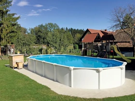 Steely Supreme Stahlwandpool Set oval 730x370x130cm