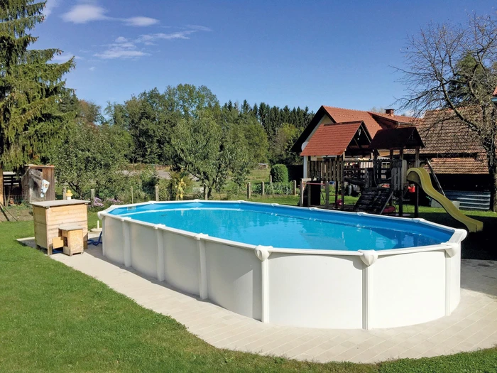 Steely Supreme Stahlwandpool Set oval 730x370x130cm