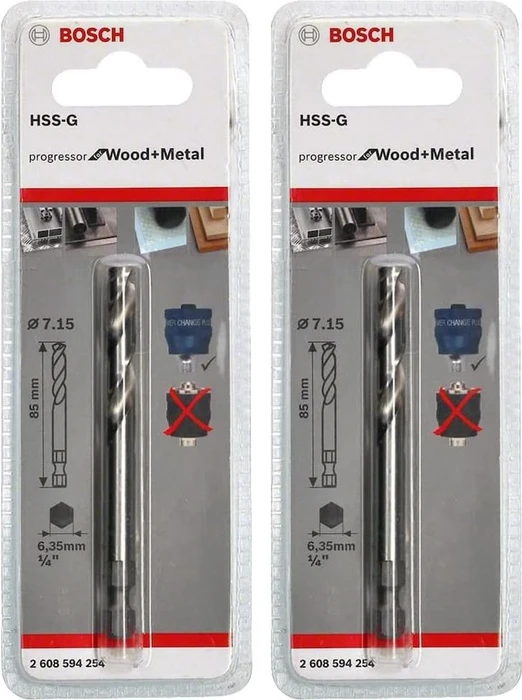 Bosch Professional Progressor for Wood and Metal HSS-G Plus Zentrierbohrer, 7.15x85mm, 1 Stück