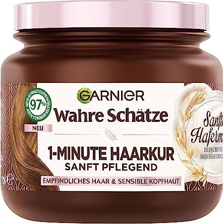 Garnier Wahre Schätze 1-Minute Haarkur Sanfte Hafermilch, 340ml