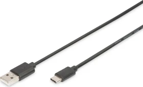 Digitus USB 2.0 Verbindungskabel, USB-A [Stecker] auf USB-C [Stecker], 1.8m schwarz (AK-300154-018-S)