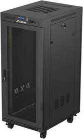 Lanberg 19" Rackschrank 27HE, LCD, freistehend, Flat Pack, V2, Gitternetztür, IP20, RAL 9004, 800mm tief
