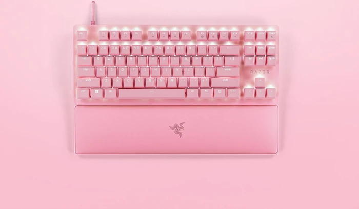Razer Huntsman V2 TKL Quartz Pink, LEDs RGB, Razer Linear Optical Gen-2 RED, USB, US