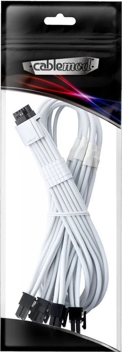 CableMod C-Series Pro ModMesh, Corsair Type4/Type3, 4x 8-Pin PCIe Stecker auf 16-Pin PCIe 5.1 12V-2x6 Stecker, Adapterkabel, weiß, 60cm