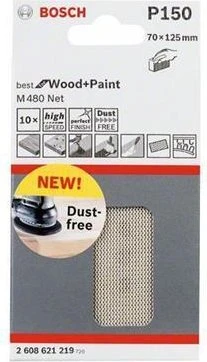 Bosch Professional M480 Best for Wood and Paint Gewebeschleifblatt K150, 70x125mm, 10 Stück