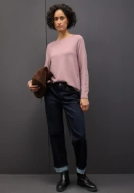 Street One Soft Melange Shirt langarm powder pink mel. (Damen)