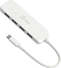 j5create Eco-Friendly 4-in-1 USB-C Hub weiß, 4x USB-A 3.1, USB-C 3.1 [Stecker] (JCH341EW)