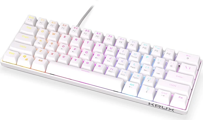 Krux Qara 60%, White, LEDs RGB, Outemu Red, USB, US