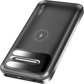 LogiLink Powerbank 2x USB-A + kabellos 8000mAh schwarz