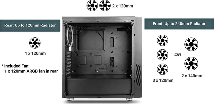 Antec NX300, schwarz, Glasfenster