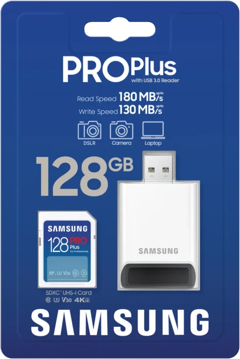 Samsung PRO Plus for Professionals R180/W130 128GB USB-Kit, UHS-I U3, Class 10