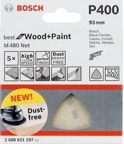 Bosch Professional M480 Best for Wood and Paint Gewebeschleifblatt K400, 93mm, 5 Stück
