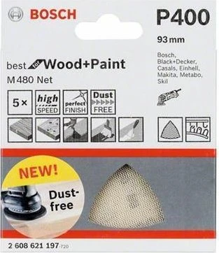 Bosch Professional M480 Best for Wood and Paint Gewebeschleifblatt K400, 93mm, 5 Stück