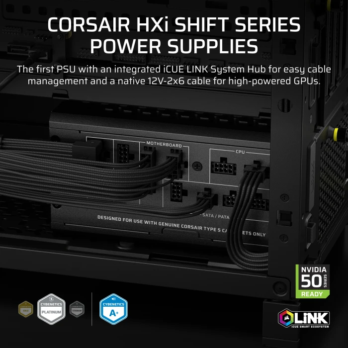 Corsair HXi SHIFT Series HX1000i SHIFT 1000W, ATX 3.1