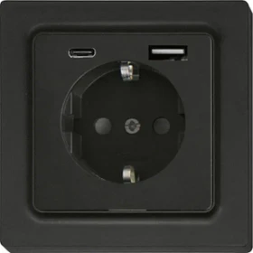 Eltako DSS55E+USBA+C-am Schutzkontakt-Steckdose im E-Design55 mit USB-A und USB-C, anthrazit matt