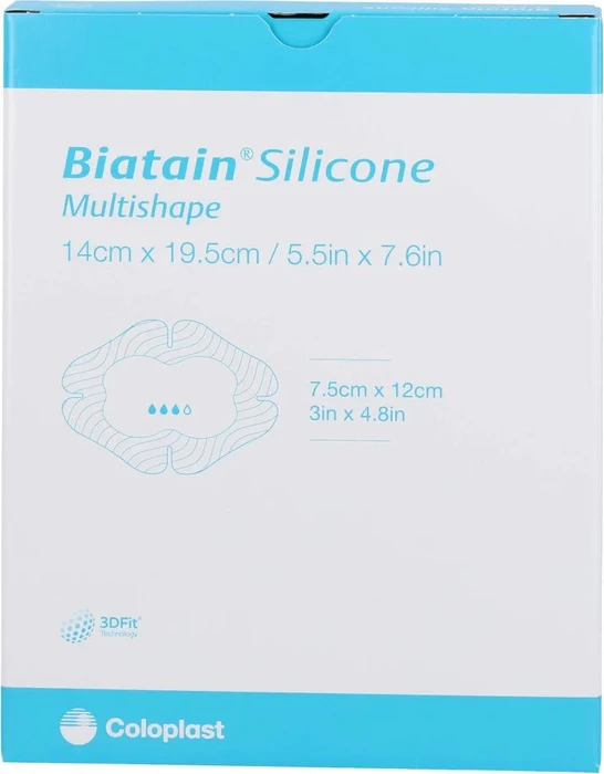 Coloplast Biatain Silicone Schaumverband Multishape, 14 x 19.5cm, 5 Stück