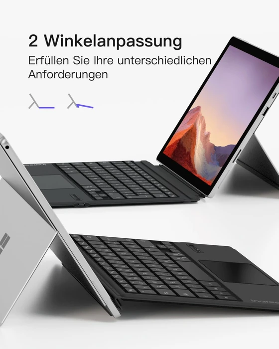 Inateck Bluetooth-Tastatur-Hülle für Surface Pro 7/7+/6/5/4, schwarz, DE