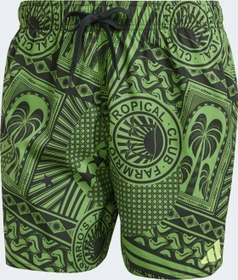 adidas x FARM 3-Streifen 5-Inch Badeshorts crew green/black/semi spark (Herren)