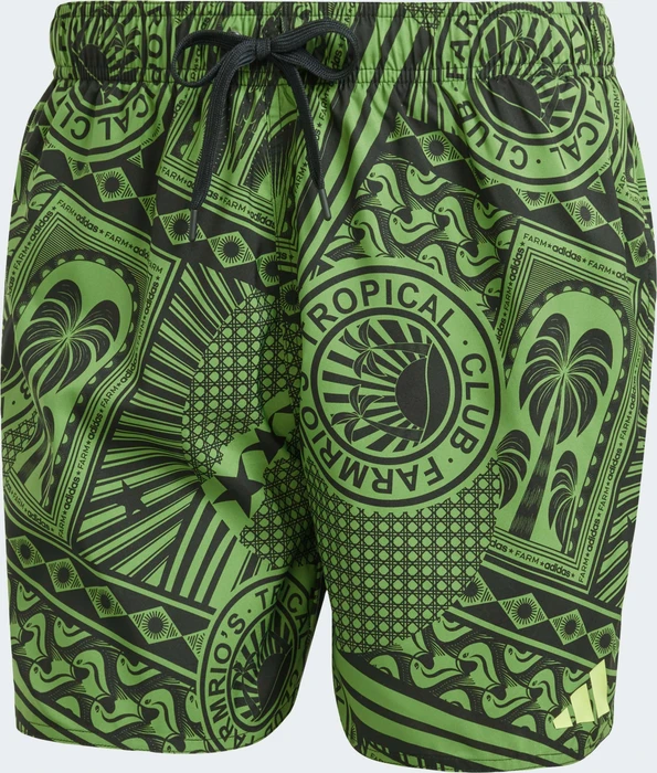 adidas x FARM 3-Streifen 5-Inch Badeshorts crew green/black/semi spark (Herren)
