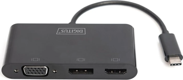 Digitus USB-C 3in1 Triple Monitor Adapter, USB-C auf HDMI/DisplayPort/VGA, schwarz