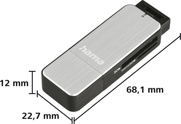 Hama Dual-Slot-Cardreader silber, USB-A 3.0 [Stecker]
