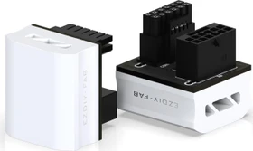 EZDIY-FAB 12VHPWR Winkeladapter 180°, Variante RVS, Sense-Pins an der Unterseite, weiß