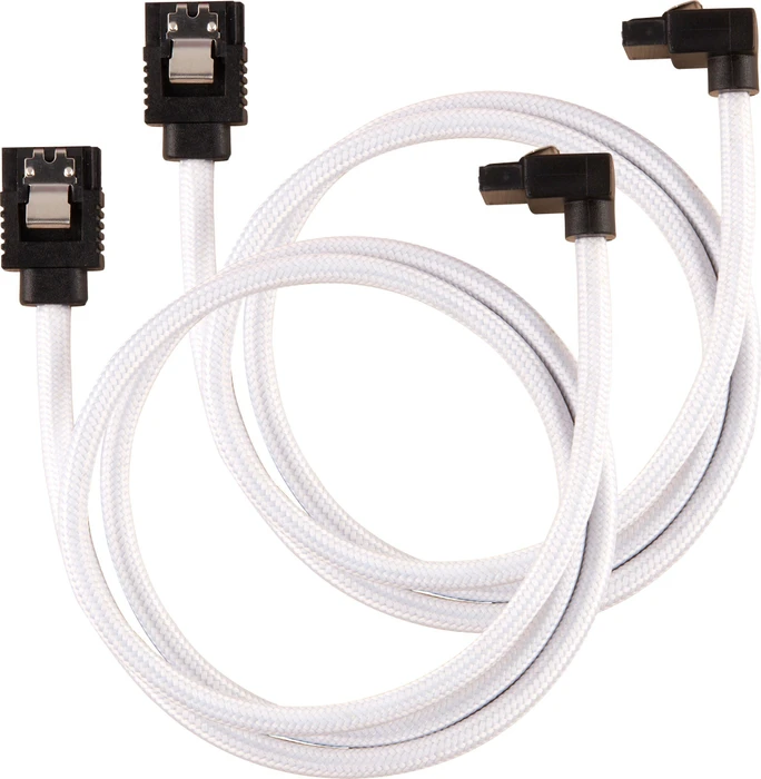 Corsair Premium Sleeved SATA 6Gb/s Kabel weiß 0.6m, gewinkelt