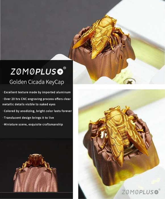 Zomoplus Fantastic Beasts Series Keycap Zikade, Aluminium, braun/gold, 1 Taste