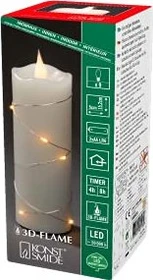 Konstsmide Echtwachskerze 15.2cm cremeweiß LED 9x bernstein, 9 Stück