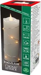 Konstsmide Echtwachskerze 15.2cm cremeweiß LED 9x bernstein, 9 Stück