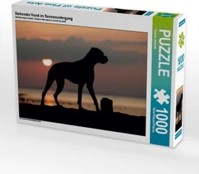 Calvendo Stehender Hund im Sonnenuntergang