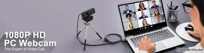 Wansview 1080P 105 FullHD Webcam mit Mikrofon und Abdeckung, schwarz