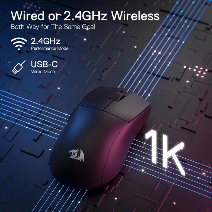Redragon M916 K1NG Wireless Lite Ultra-Lightweight Gaming Mouse schwarz, USB