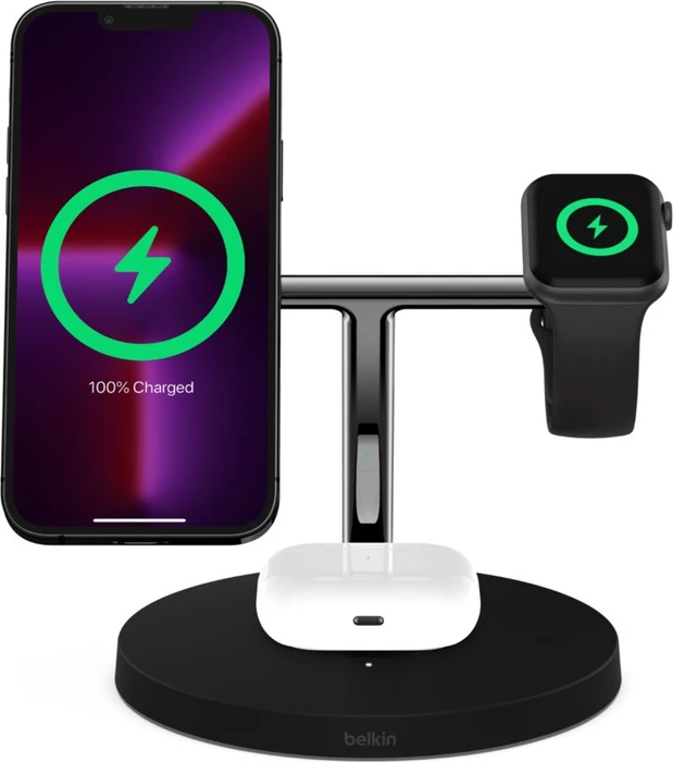 Belkin BoostCharge Pro Drahtloses 3-in-1-Ladegerät mit MagSafe 15W schwarz