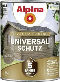 Alpina Farben Universal-Schutz Holz-Lasur außen ebenholz, 2.5l