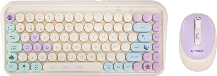 Blade Tanooki Cozy Wireless Pack Wireless Tastatur-Maus-Set, rosa, USB/Bluetooth, ES